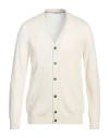 Shop +39 Masq Man Cardigan Cream Size 42 Merino Wool