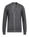 +39 Masq Man Cardigan Lead Size Xl Merino Wool In Gray