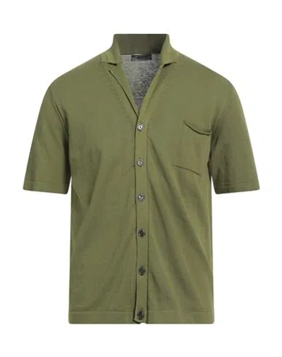 +39 Masq Man Cardigan Military Green Size 42 Cotton