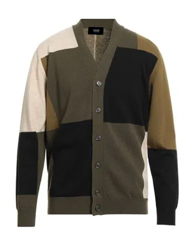 +39 Masq Man Cardigan Military Green Size 44 Wool