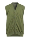 +39 Masq Man Cardigan Military Green Size 48 Organic Cotton In Green
