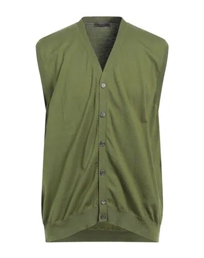 +39 Masq Man Cardigan Military Green Size 48 Organic Cotton