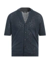 +39 Masq Man Cardigan Navy Size 40 Linen, Cotton In Navy