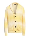 +39 Masq Man Cardigan Yellow Size 42 Cotton, Polyamide In Yellow