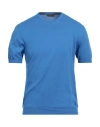 +39 Masq Man Sweater Azure Size 46 Cotton In Blue