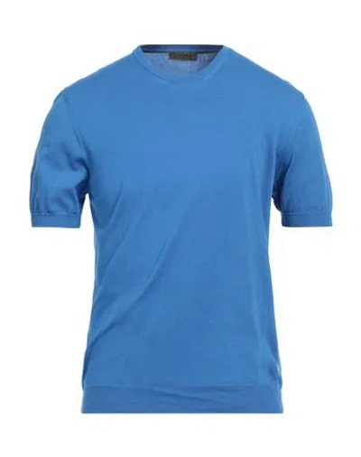 +39 Masq Man Sweater Azure Size 46 Cotton In Blue
