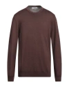 +39 Masq Man Sweater Brown Size 48 Merino Wool
