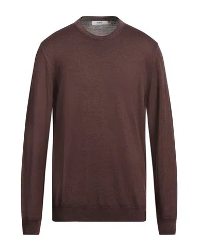 +39 Masq Man Sweater Brown Size 48 Merino Wool