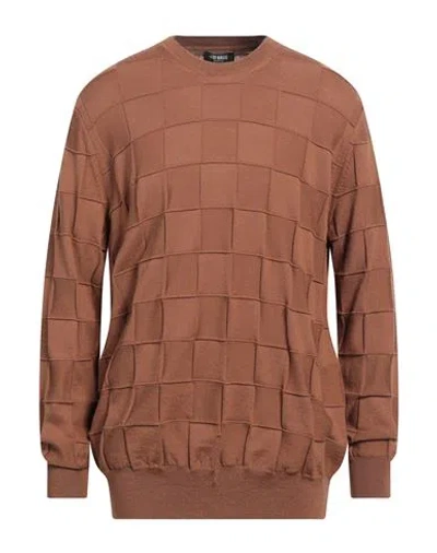 +39 Masq Man Sweater Brown Size 50 Merino Wool