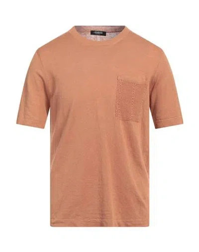 +39 Masq Man Sweater Camel Size 38 Linen, Cotton In Beige