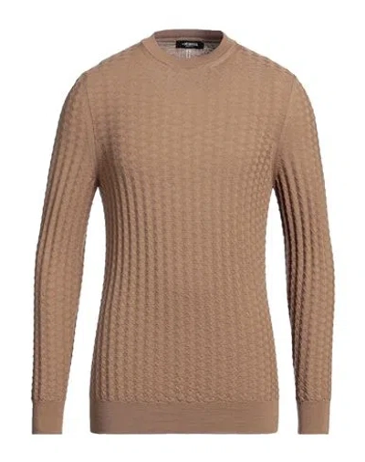 +39 Masq Man Sweater Brown Size 38 Merino Wool In Beige