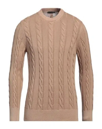 +39 Masq Man Sweater Camel Size 46 Cotton
