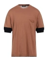 +39 Masq Man Sweater Camel Size 46 Linen, Cotton In Beige