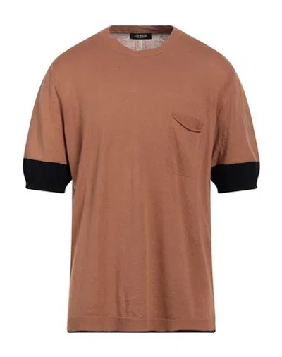 +39 Masq Man Sweater Camel Size 46 Linen, Cotton In Beige