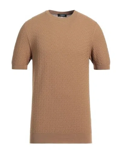 +39 Masq Man Sweater Brown Size Xxl Cotton In Beige