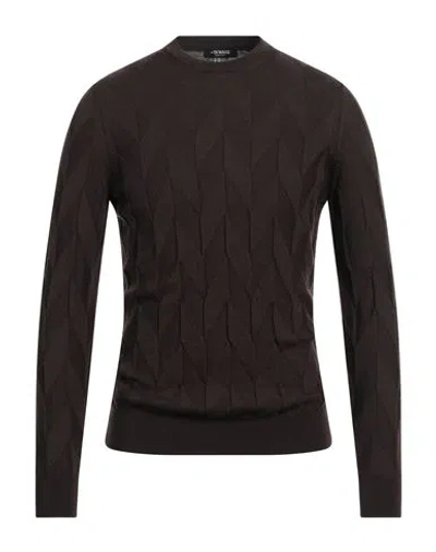 +39 MASQ +39 MASQ MAN SWEATER DARK BROWN SIZE 38 MERINO WOOL