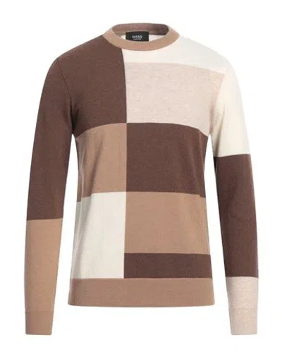 +39 Masq Man Sweater Dark Brown Size 40 Wool In Multi
