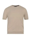 +39 Masq Man Sweater Khaki Size 36 Cotton In Beige