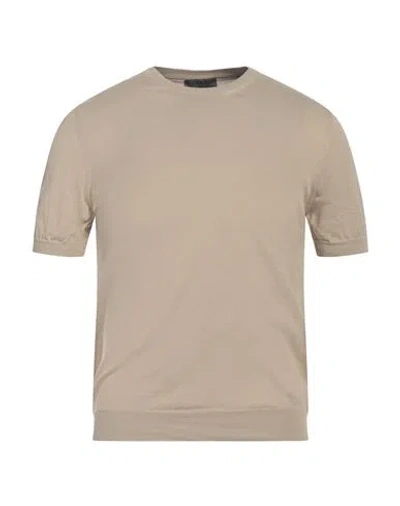+39 Masq Man Sweater Khaki Size 36 Cotton In Beige