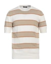 +39 Masq Man Sweater Khaki Size 44 Cotton, Polyamide In Beige