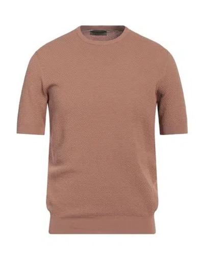 +39 Masq Man Sweater Light Brown Size 42 Cotton In Beige