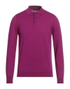 +39 Masq Man Sweater Magenta Size 38 Merino Wool