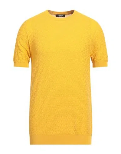 +39 Masq Man Sweater Marigold Size M Cotton In Yellow