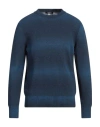 +39 Masq Man Sweater Blue Size 44 Linen, Cotton In Navy