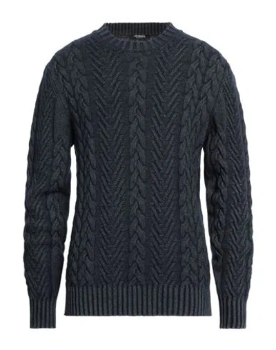 +39 Masq Man Sweater Navy Size 42 Wool, Polyamide In Navy Blue