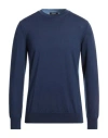 +39 Masq Man Sweater Navy Size 46 Merino Wool In Navy Blue