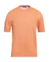 +39 Masq Man Sweater Orange Size 46 Linen In Orange