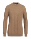 +39 Masq Man Sweater Sand Size 40 Merino Wool In Beige