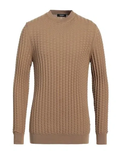 +39 Masq Man Sweater Sand Size 40 Merino Wool In Beige