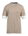 +39 Masq Man Sweater Sand Size 42 Linen, Cotton In Beige