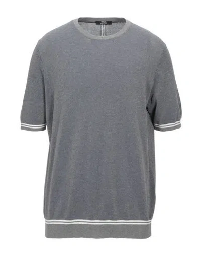 +39 Masq Man Sweater Slate Blue Size L Cotton In Gray