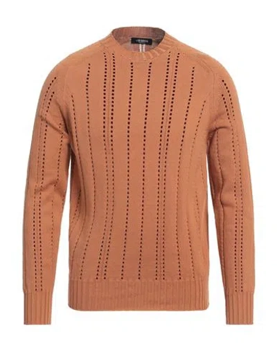 +39 Masq Man Sweater Tan Size 38 Cotton In Brown