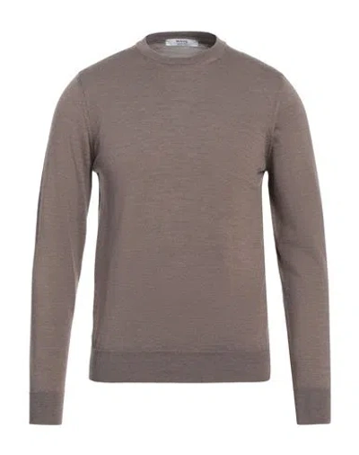 +39 Masq Man Sweater Taupe Size 38 Merino Wool In Grey
