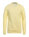 +39 Masq Man Sweater Yellow Size 42 Merino Wool In Yellow