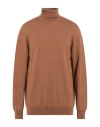 +39 Masq Man Turtleneck Camel Size 42 Merino Wool In Beige
