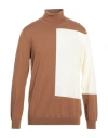 +39 Masq Man Turtleneck Camel Size 42 Merino Wool In Beige