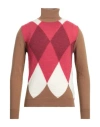 +39 Masq Man Turtleneck Camel Size 44 Merino Wool, Mohair Wool, Polyamide In Beige