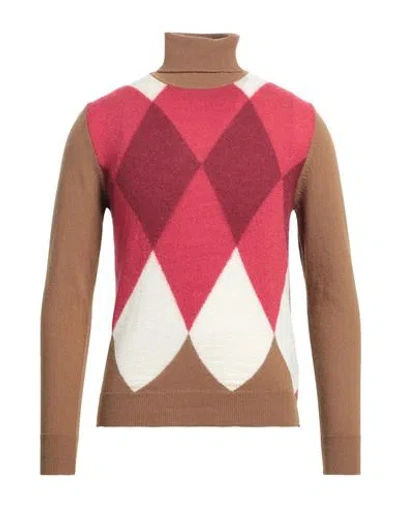 +39 Masq Man Turtleneck Camel Size 44 Merino Wool, Mohair Wool, Polyamide In Beige