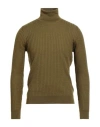 +39 Masq Man Turtleneck Military Green Size 38 Merino Wool In Green