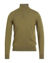 +39 Masq Man Turtleneck Military Green Size 40 Merino Wool In Green