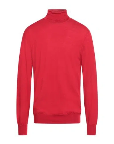 +39 Masq Man Turtleneck Red Size 46 Wool, Silk