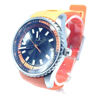 Pre-owned Calvin Klein Watch In Orange
