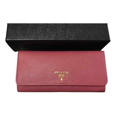 Pre-owned Prada Leather Wallet In Pink