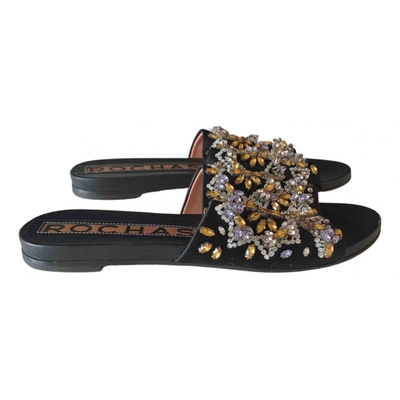 Pre-owned Rochas Cloth Sandals In Black
