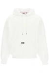 Gcds Logo-print Cotton Hoodie In White,black