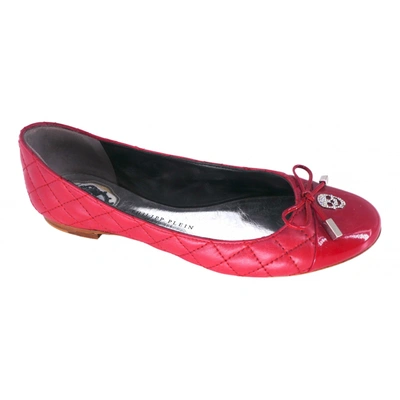 Pre-owned Philipp Plein Patent Leather Ballet Flats In Red